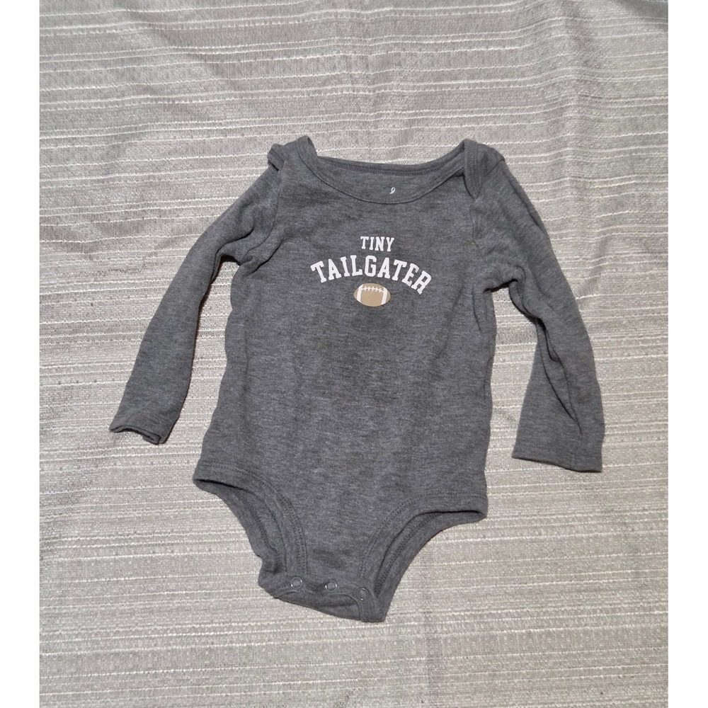Lullaby Lane Tiny Tailgater Football Bodysuit Gray Long Sleeve 12 Months